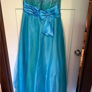 Deb Turquoise Prom Dress with Bow